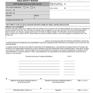 Form No #4 | Child Safety Waiver Visiting Application Form